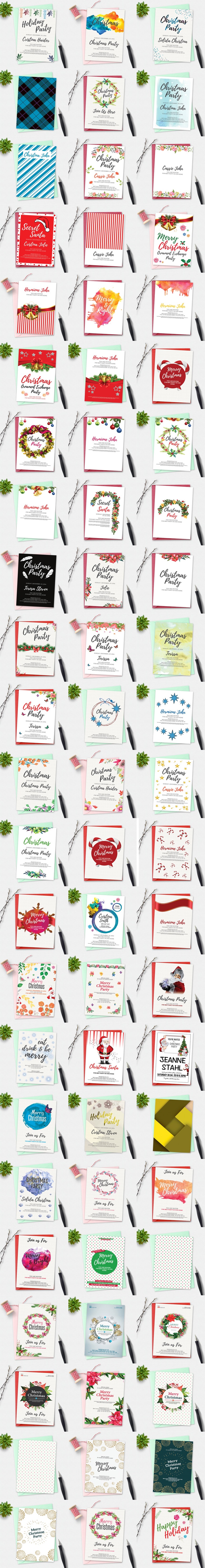 50 Christmas Invitation Cards Bundle