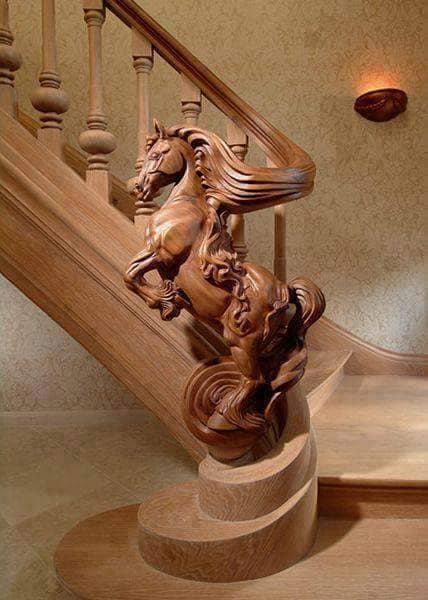 Wooden Horse Stair Rail
