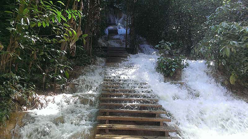 Flooded stairs at Luang Prabang, Laos