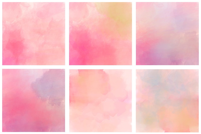 6 Pink Watercolor Backgrounds