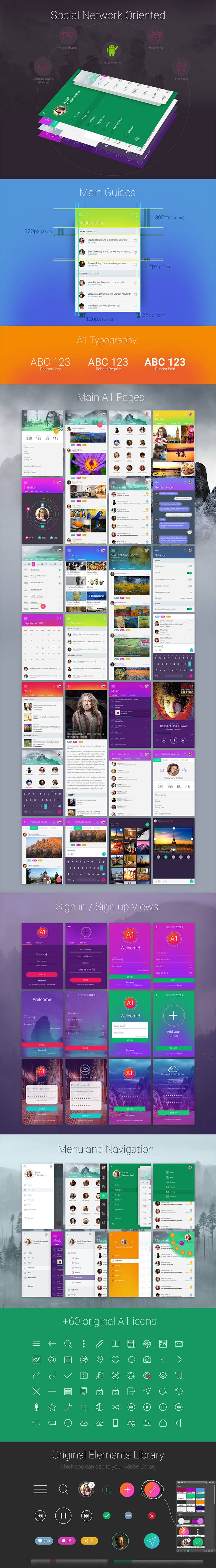 A1 Free Colorful Flexible UI Kit