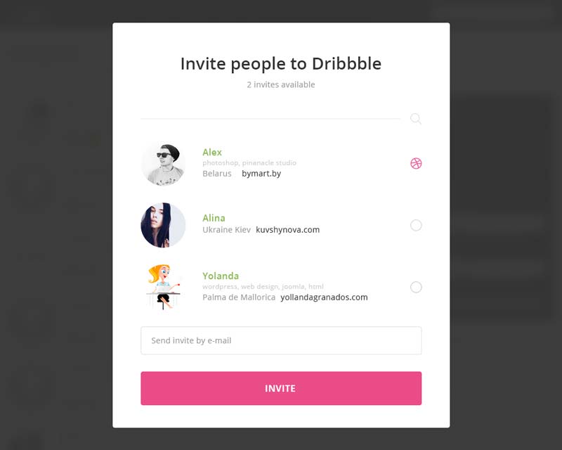 Day 021 - Dribbble Invitation Modal