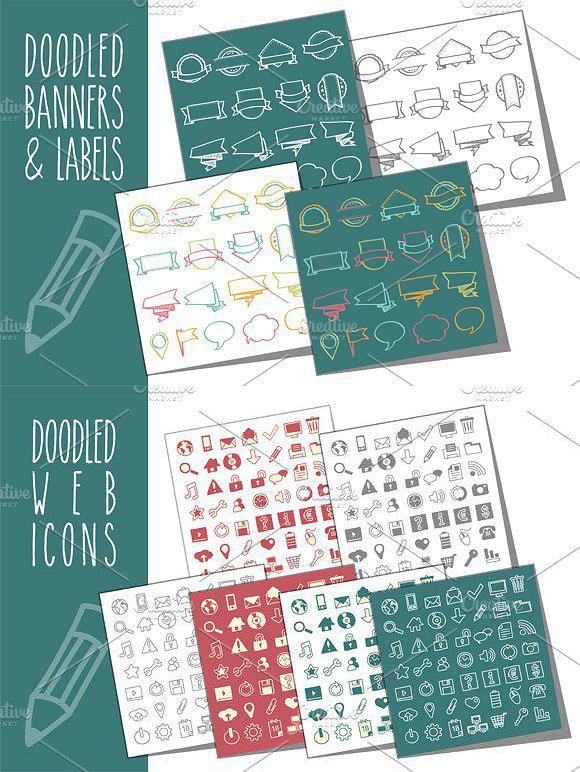 Hand-Doodled Banners & Web Icons