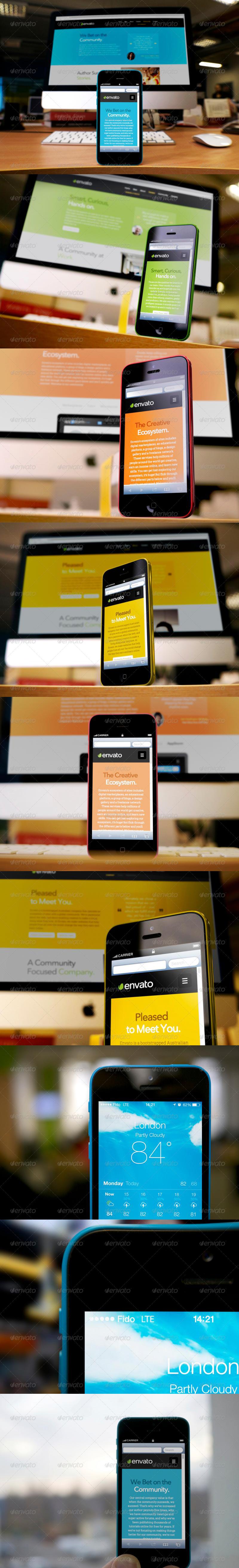 Responsive Devices Phone 5C Desktop Mock-Up