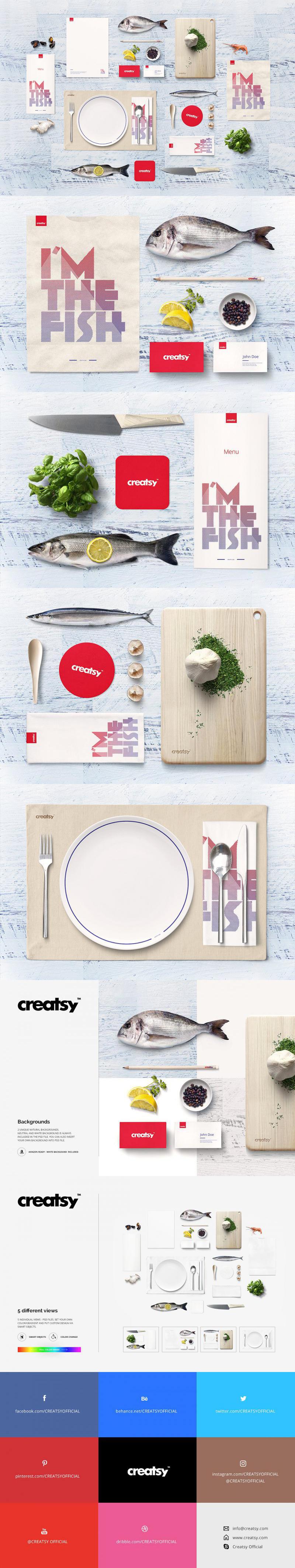 Seafood Restaurant Mockup Set