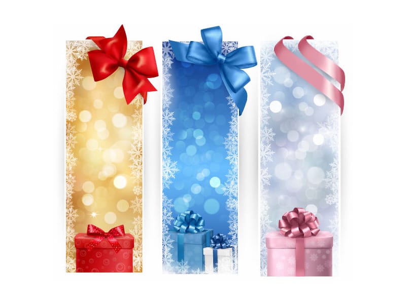 Vector Christmas Illustration With Three Different Vertical Banners